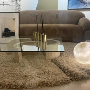 Travertine and glass table (circa 1970) - Image 4