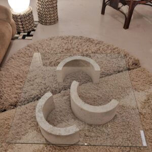 Travertine and glass table (circa 1970) - Image 2