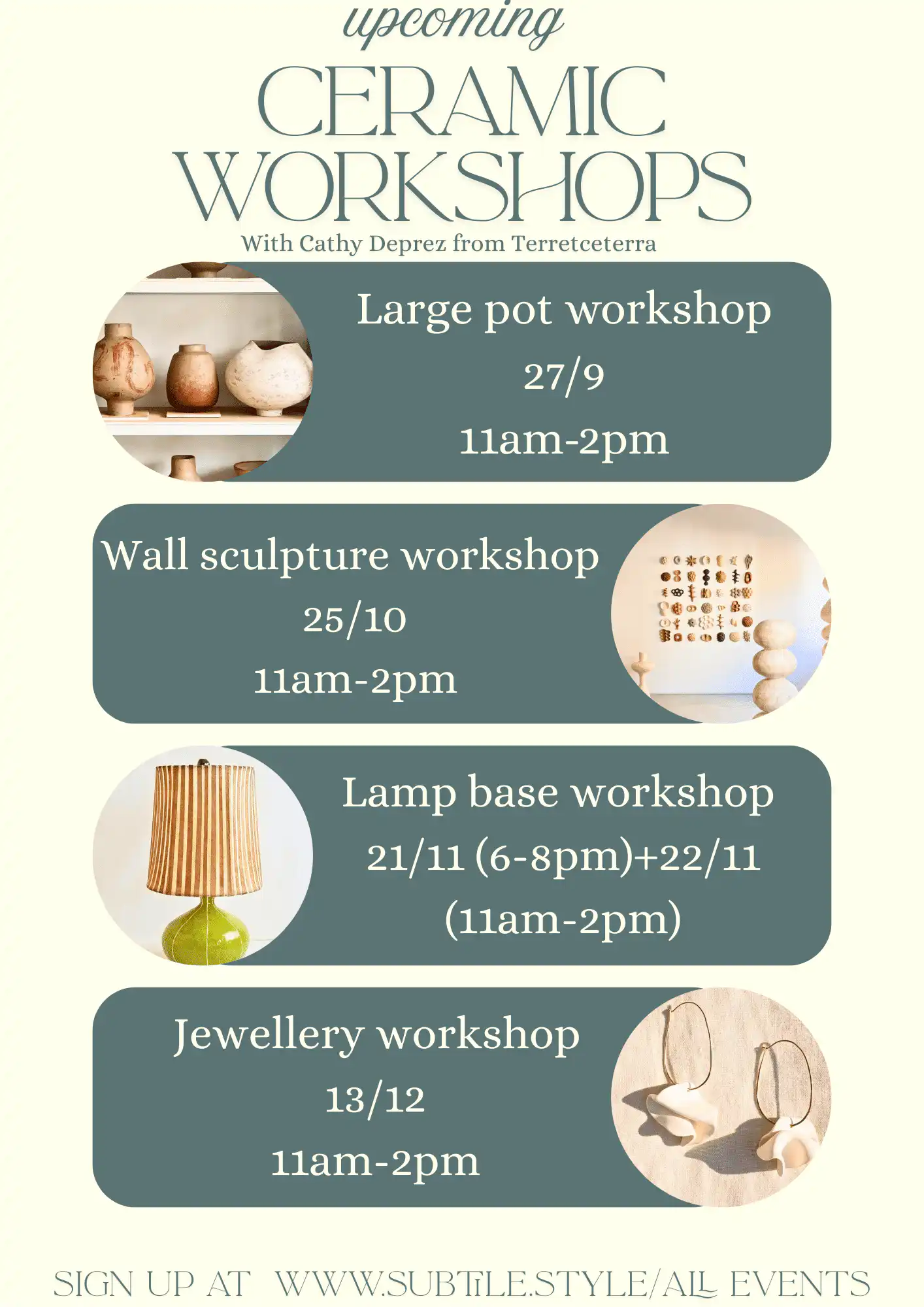 Autumn Ceramic Workshops with Cathy Deprez