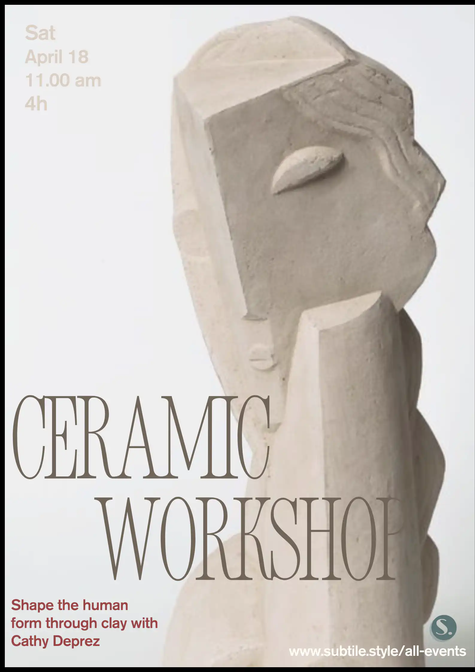 Ceramic Sculpture Workshop — Head & Bust - 18 April 2026 (4H)